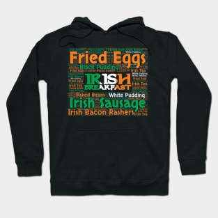 Full Irish Breakfast Ingredients Word Cloud Flag Ireland Hoodie